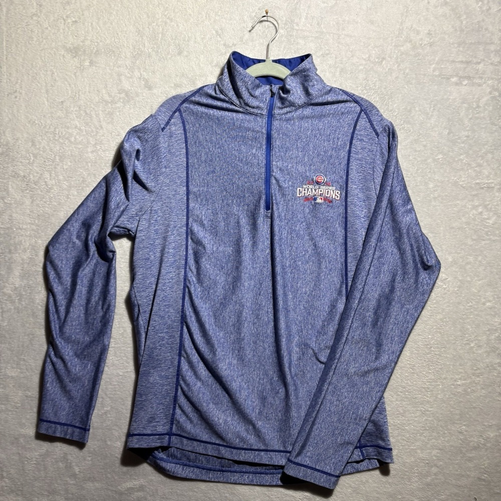 Chicago Cubs 2016 World Series Champions Antigua Women's Large 3/4 Zip Pullover